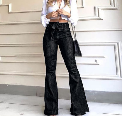Jean flare en denim Loom & Soul taille haute avec laçage pour femme