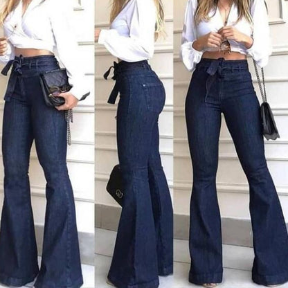 Jean flare en denim Loom & Soul taille haute avec laçage pour femme