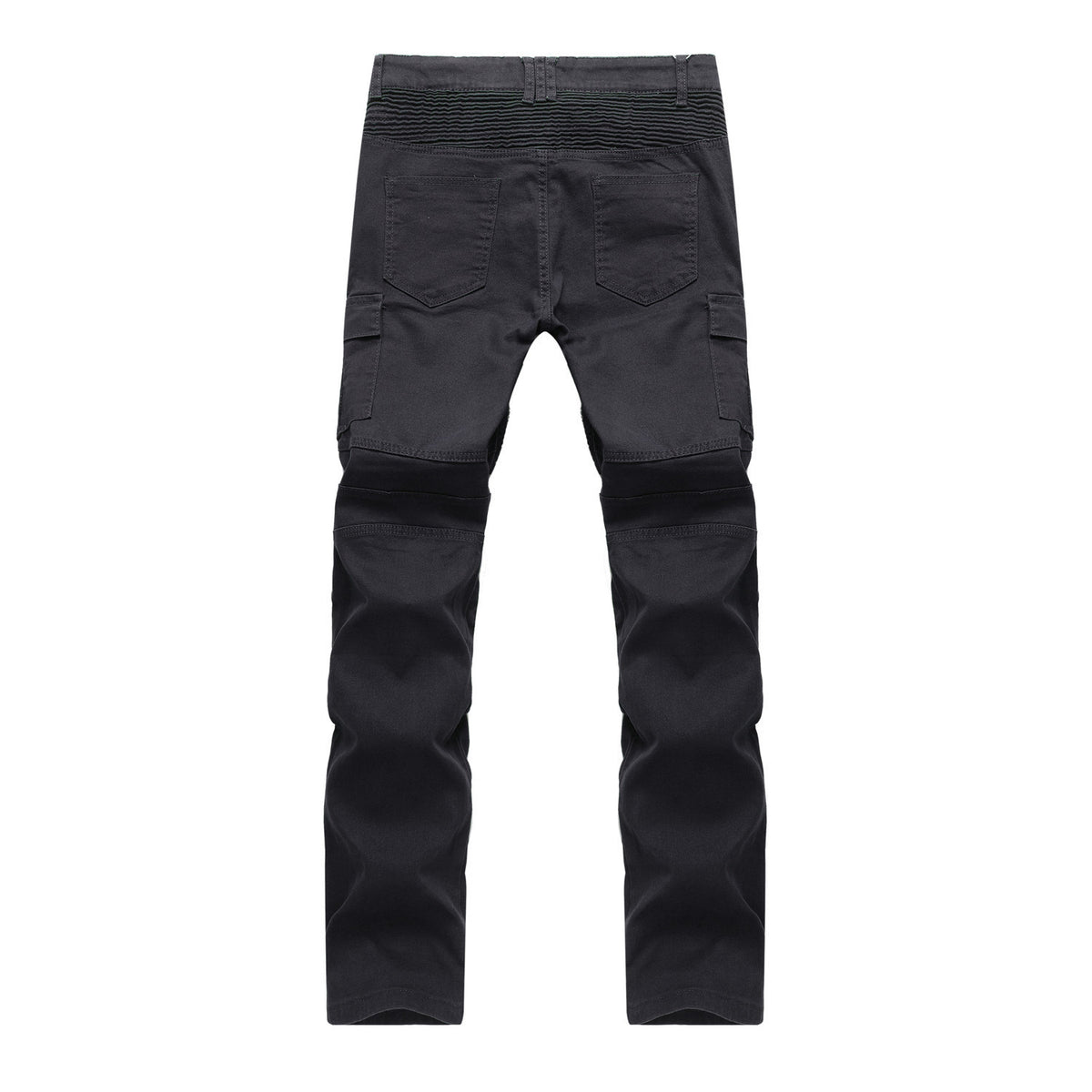Loom & Soul Pantalon de moto pour homme – Jean de motard slim avec plis côtelés aux genoux et taille mi-haute