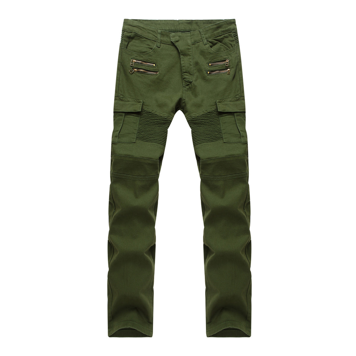 Loom & Soul Pantalon de moto pour homme – Jean de motard slim avec plis côtelés aux genoux et taille mi-haute