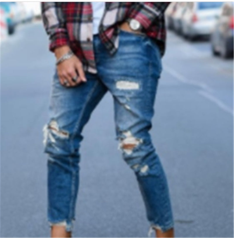 Loom & Soul™ Distressed Hole Jeans – Men’s Slim-Fit Ripped Denim Pants
