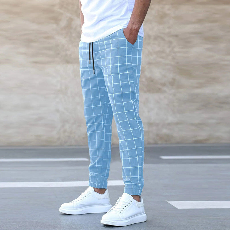 Pantalon à cordon à carreaux pour homme Loom & Soul™ – Pantalon décontracté en coton à jambe droite