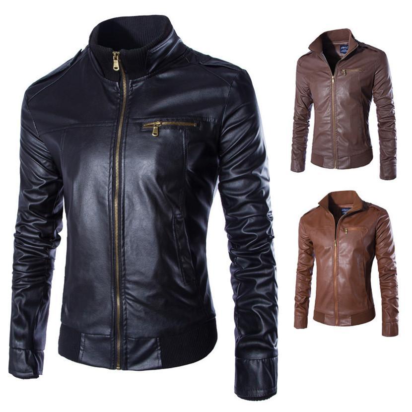 Blouson de moto en cuir synthétique Loom & Soul™ pour homme – Style motard classique avec doublure douce en polyester