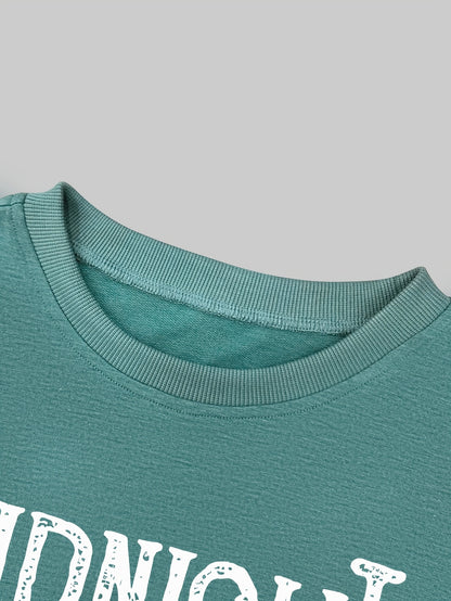 Sweat-shirt Femme Décontracté Col Rond Teal Motif Soleil Graphique