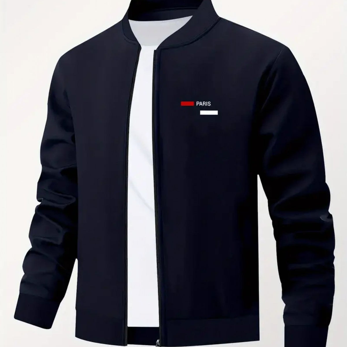 Men’s Printed Baseball Collar Jacket – Casual Streetwear Zip Workwear Coat