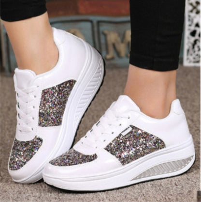 Baskets montantes à sequins Loom & Soul™ pour femme – Chaussures vulcanisées en toile et cuir avec bride arrière