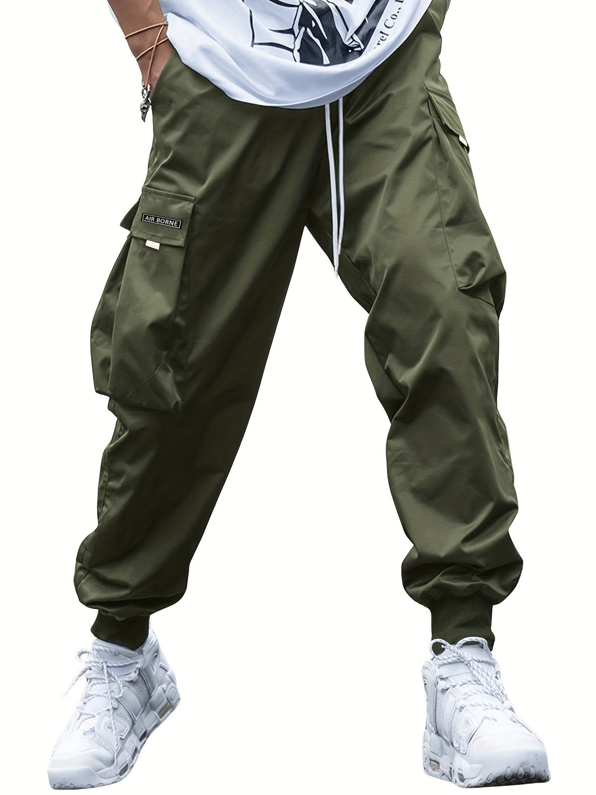 Loom & Soul™ Pantalon cargo pour homme – Pantalon de survêtement style hip-hop avec cordon de serrage et multiples poches