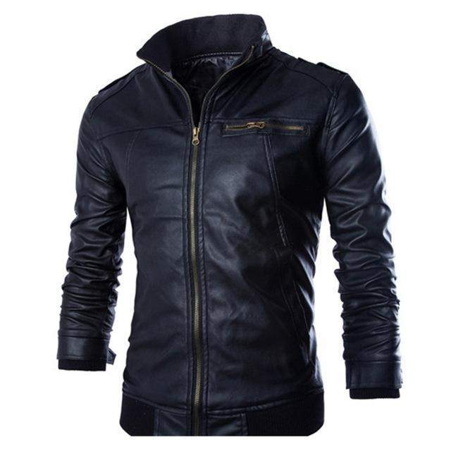 Blouson de moto en cuir synthétique Loom & Soul™ pour homme – Style motard classique avec doublure douce en polyester