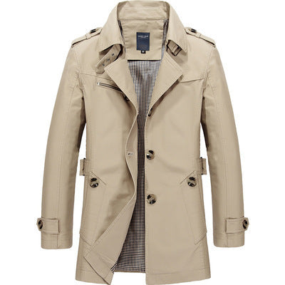 Trench-coat à capuche mi-long pour homme – Manteau décontracté à col montant
