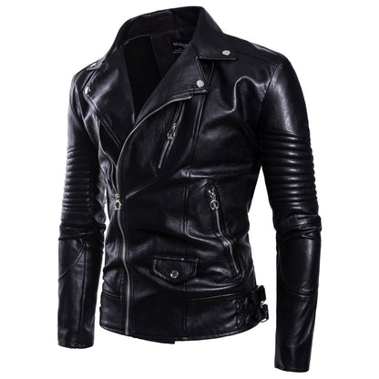 Blouson en cuir d'agneau Loom & Soul™ pour homme – Veste ajustée de style européen avec col de costume et fermeture éclair