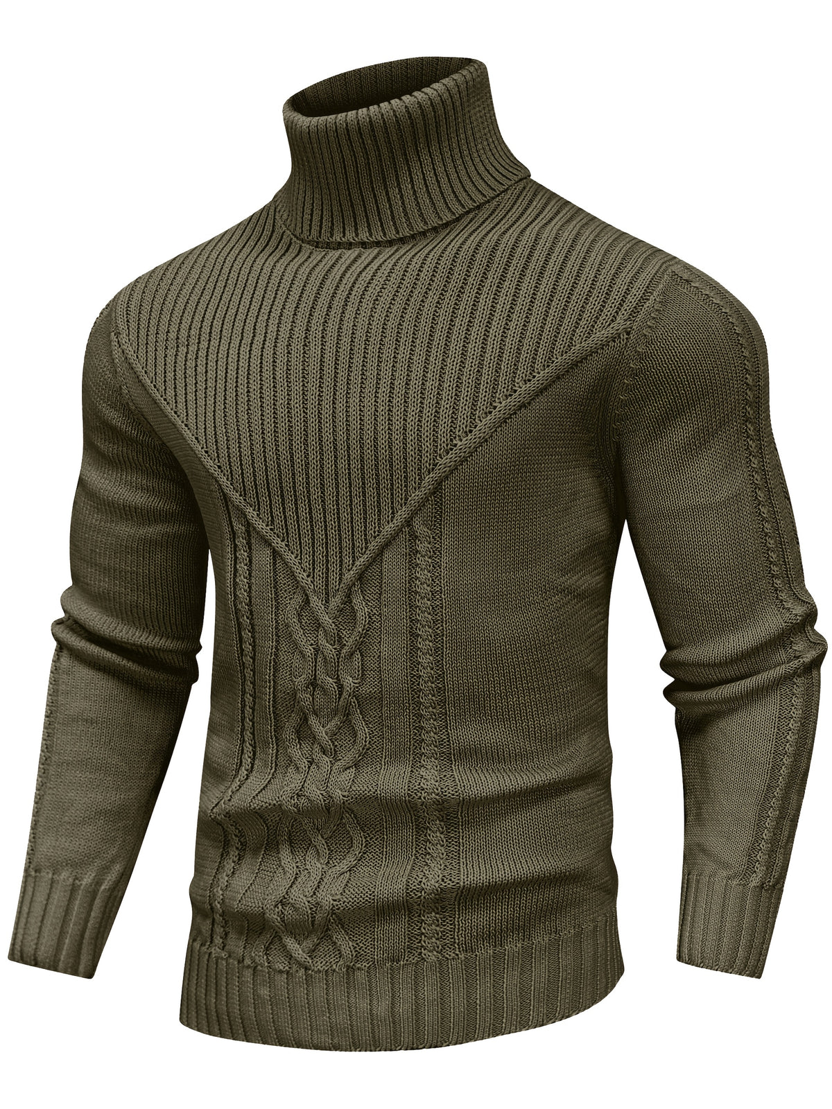 Suéter de cuello alto trenzado vintage para hombre – Jersey de punto clásico