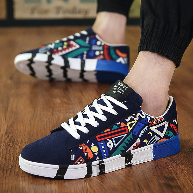 Loom & Soul™ Men’s Trendy Canvas Sneakers – Suede Stitching Lace-Up Casual Shoes with Rubber Sole