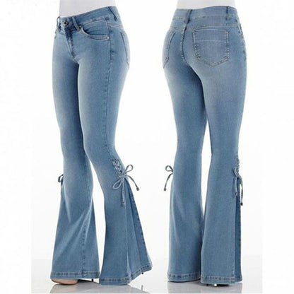 Loom & Soul™ Jean stretch taille mi-haute – Jean délavé coupe slim femme