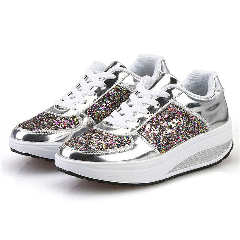 Baskets montantes à sequins Loom & Soul™ pour femme – Chaussures vulcanisées en toile et cuir avec bride arrière