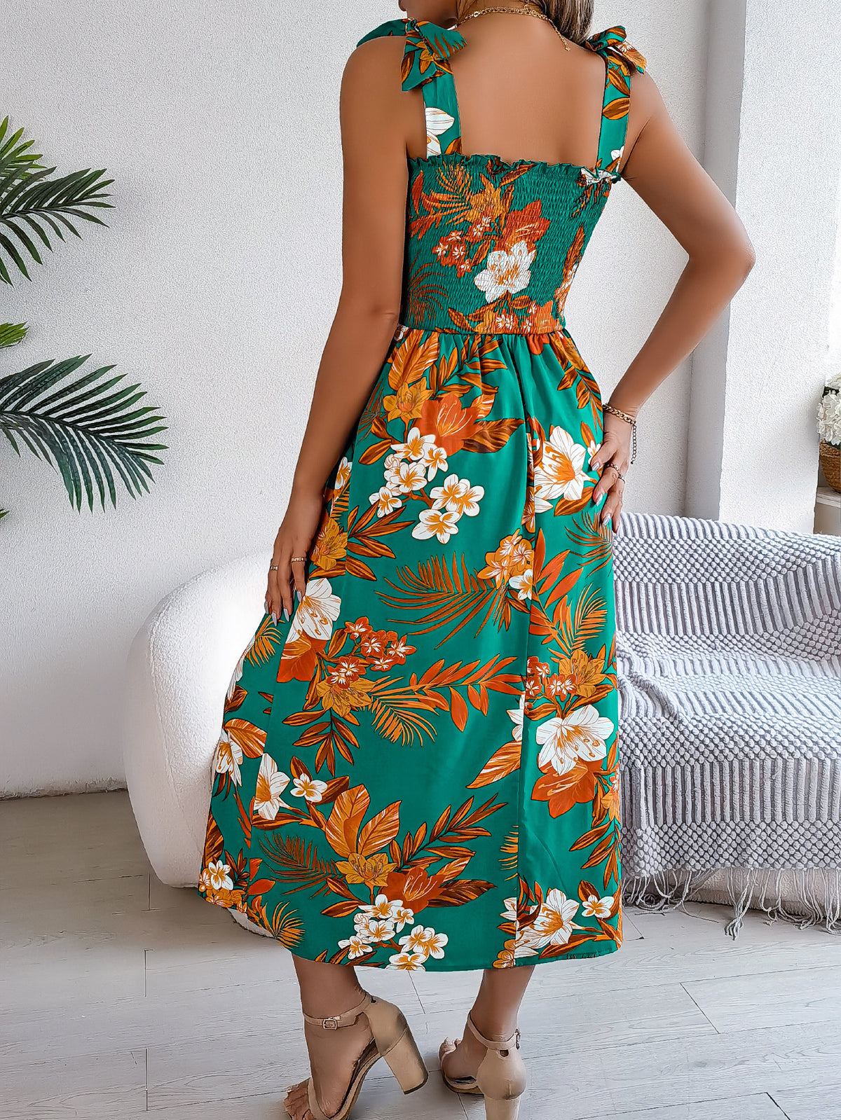 Robe longue corset florale Loom & Soul™ – Robe de plage sans manches taille haute pour femme