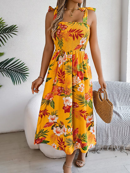 Robe longue corset florale Loom & Soul™ – Robe de plage sans manches taille haute pour femme