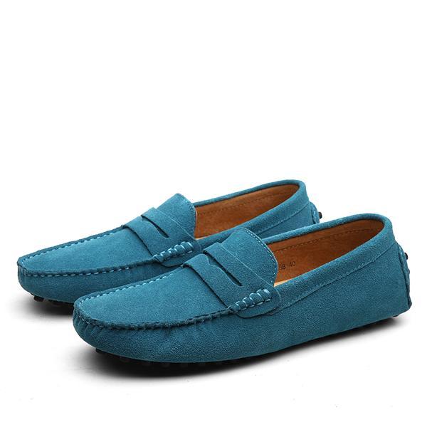 Loom & Soul Men’s Casual Leather Shoes – Genuine Cowhide Upper, Pigskin Lining, Anti-Skid Rubber Sole, Round Toe Slip-On Comfort