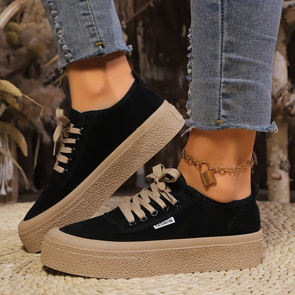 Baskets basses minimalistes à lacets pour femme – Chaussures décontractées polyvalentes