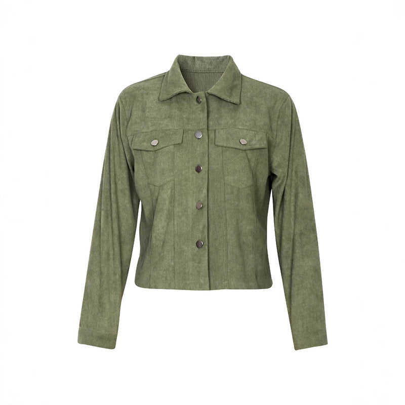 Veste boutonnée en velours côtelé pour femme – Vêtement d'extérieur léger et décontracté