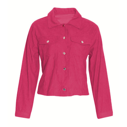 Veste boutonnée en velours côtelé pour femme – Vêtement d'extérieur léger et décontracté