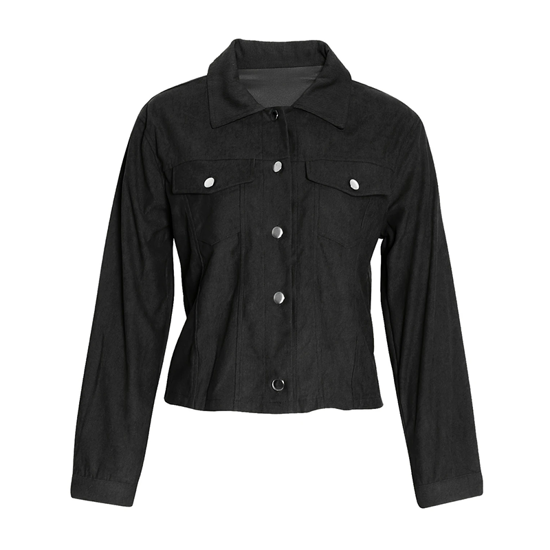 Veste boutonnée en velours côtelé pour femme – Vêtement d'extérieur léger et décontracté