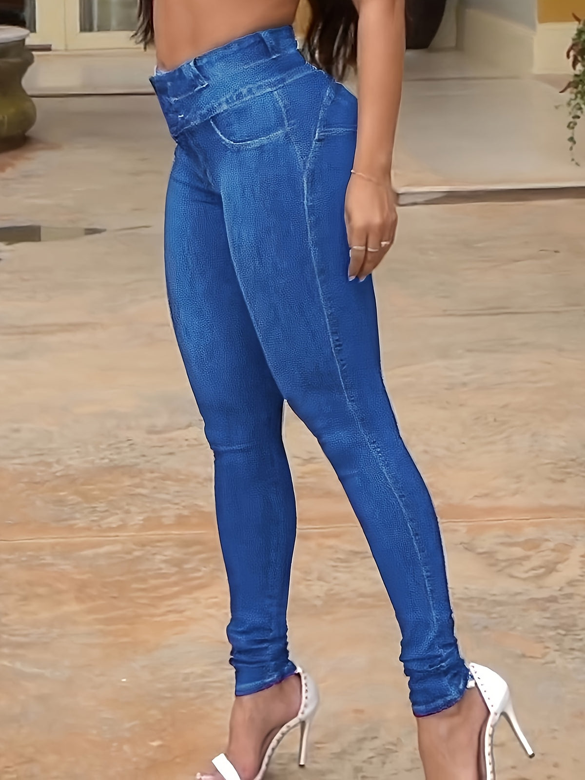 Jeans skinny taille haute femme – Denim stretch effet rehausse-fesses