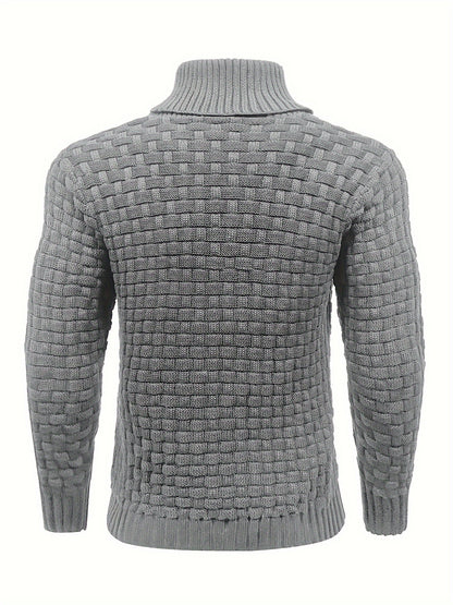 Pull en tricot gaufré pour homme – Grande élasticité avec col à revers