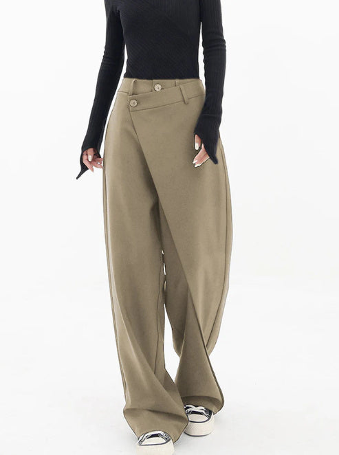 Loom & Soul™ Irregular Wide-Leg Pants – Women’s High-Waist Loose Trousers