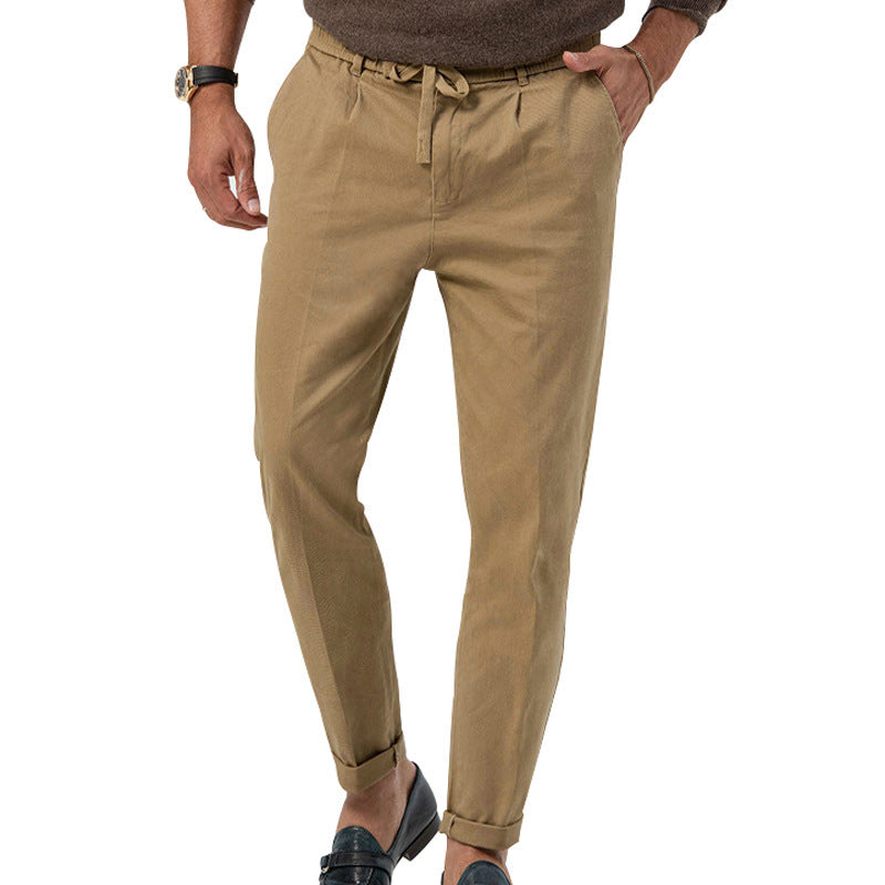 Pantalon de costume décontracté à cordon Loom & Soul™ pour homme – Coupe droite avec taille élastique et confort ajusté