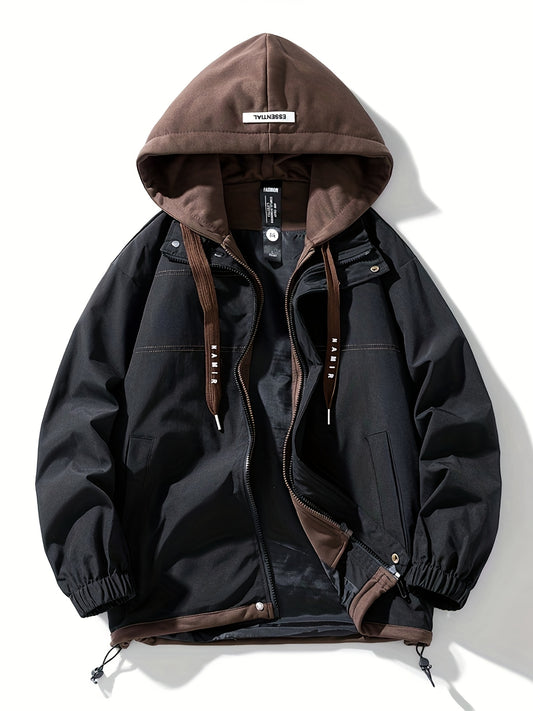 Loom & Soul Men’s Color Block Zip Jacket – Lightweight Hooded Windbreaker