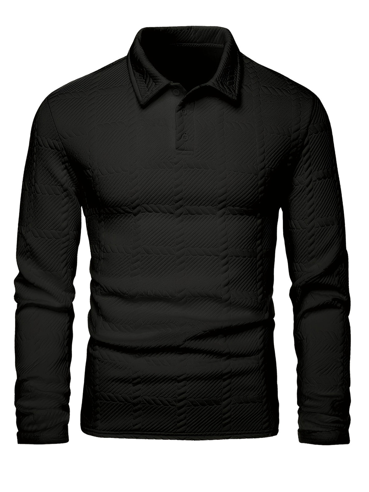 Polo de punto para hombre – Top de manga corta con jacquard geométrico