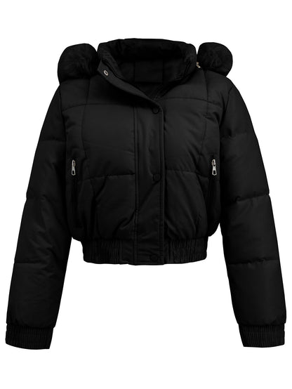 Loom & Soul™ Women’s Cotton-Padded Winter Jacket – Elegant Thick Warm Coat in Khaki, Black, or White