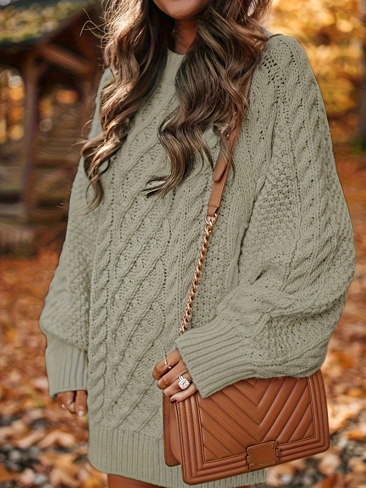 Pull Vika femme – Col rond ample en maille mi-longue