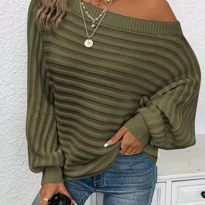 Plus Size Cold Shoulder Top – Ribbed Batwing Sleeve Casual Blouse