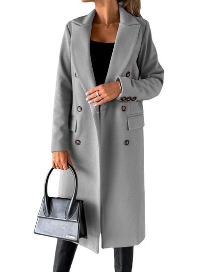 Manteau long à revers croisé Loom & Soul™ – Veste d'hiver longue et ajustée pour femme pour un style urbain chic et sans effort