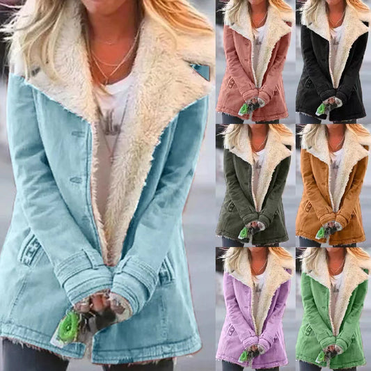 Women’s Winter Warm Coat – Slim Fit Lapel Jacket by Loom & Soul