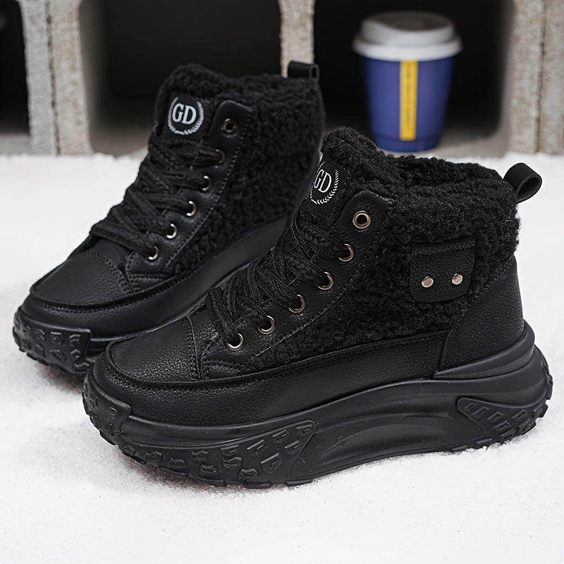 Women’s Plush Lined Snow Boots – Non-Slip Winter Shoes with PVC Sole