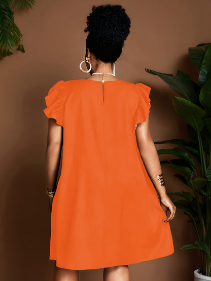 Robe soleil fleurie à manches volantées – Élégante robe d'été longueur genou