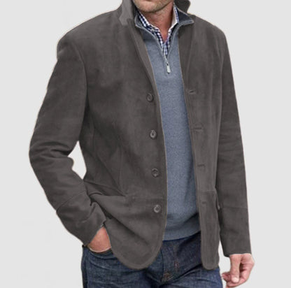 Men’s Corduroy Stand Collar Jacket – Slim Fit Button Casual Coat