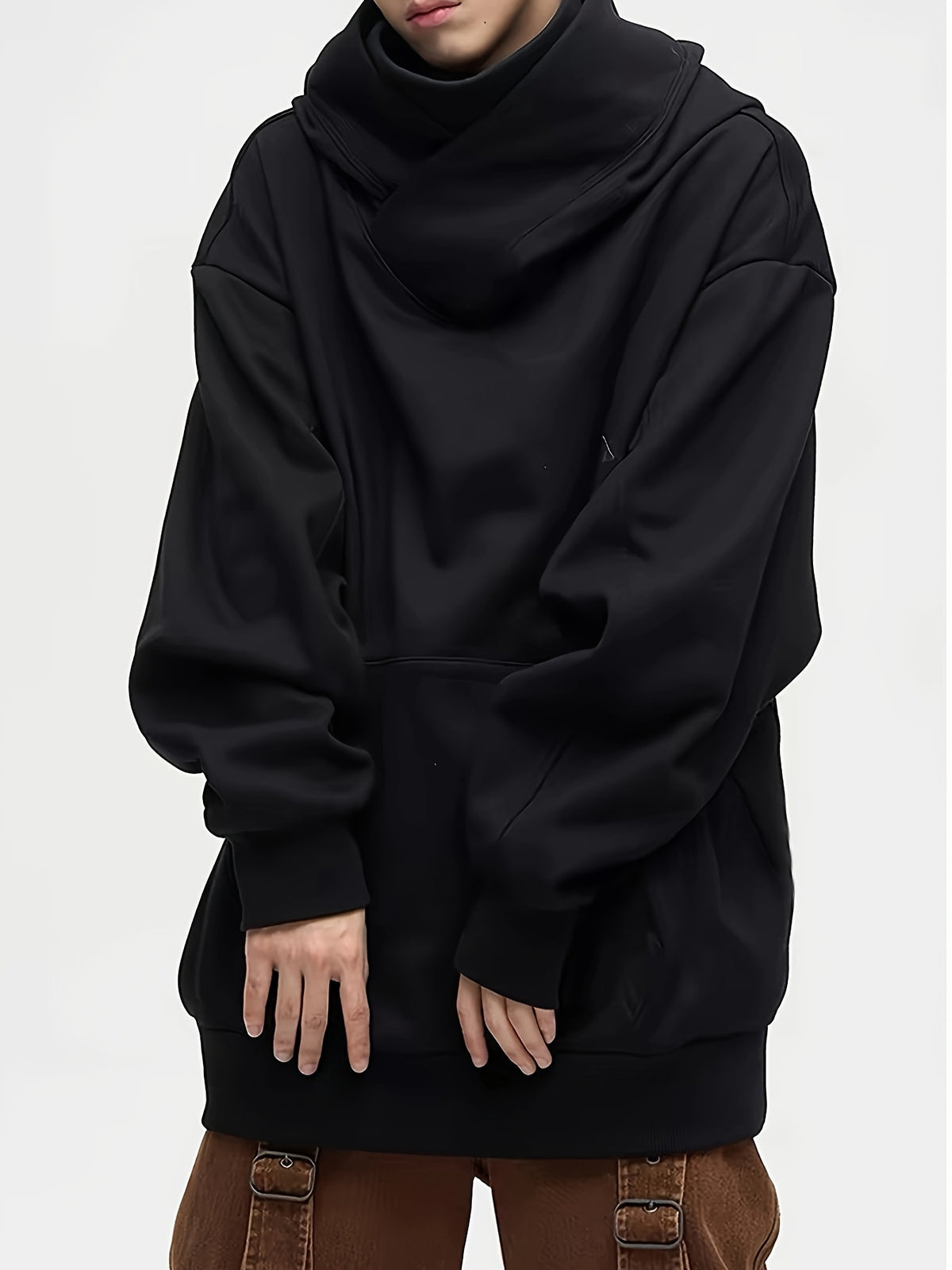 Men’s Oversized Plush Hoodie – High Street Ninja Style Pullover