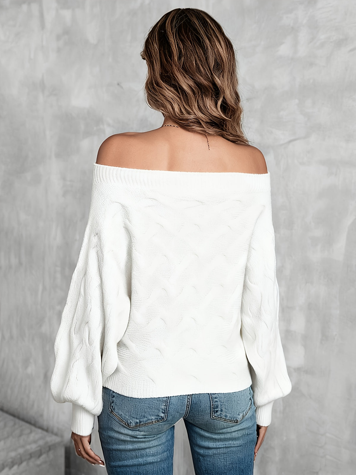 Chandail chauve-souris à épaules dénudées pour femme – Tricot ample toutes saisons