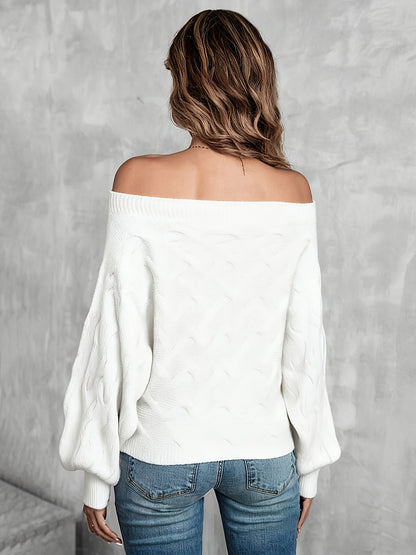 Chandail chauve-souris à épaules dénudées pour femme – Tricot ample toutes saisons