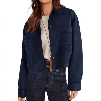 Blouson court femme en simili-daim – Style léger pour les trajets quotidiens