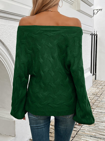 Chandail chauve-souris à épaules dénudées pour femme – Tricot ample toutes saisons