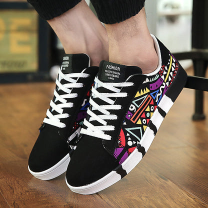 Loom & Soul™ Men’s Trendy Canvas Sneakers – Suede Stitching Lace-Up Casual Shoes with Rubber Sole