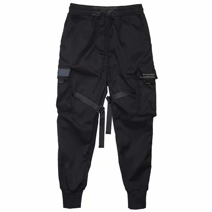Loom & Soul™ Pantalon Sarouel Jogger à Rubans – Pantalon Cargo Streetwear Multi-Poches Homme