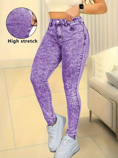 High Waist Snowflake Skinny Jeans – Stretch 9-Length Fit