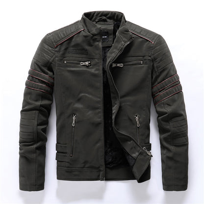 Loom & Soul™ Men’s Fashion PU Leather Jacket – Classic Street Style Biker Coat with Modern Edge