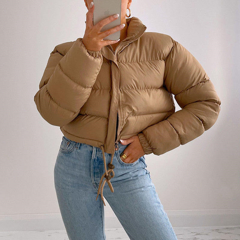 Loom & Soul™ Women’s Down Jacket – Bohemian Short Puffer Coat with Silk-Cotton Fill and Retro Flair