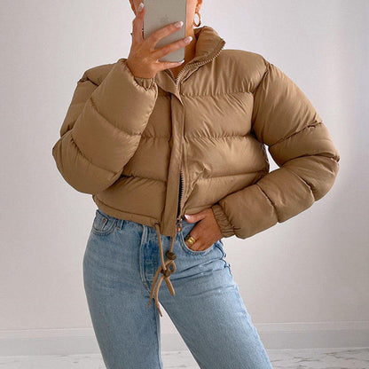 Loom & Soul™ Women’s Down Jacket – Bohemian Short Puffer Coat with Silk-Cotton Fill and Retro Flair